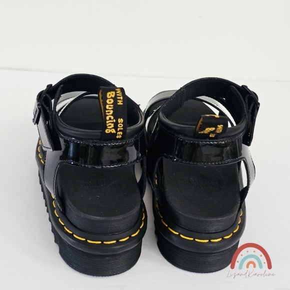 New! Dr. Martens Blaire Black Patent Leather Strap Sandals EU 38 - Picture 11 of 16